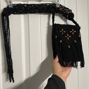 Woven knit belt small bag pouch